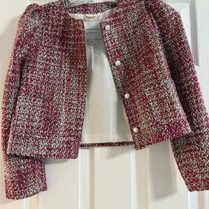 Janie and Jack Burgundy and Cream Tweed Blazer